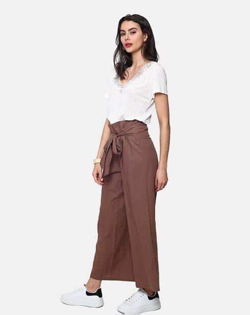 Pantalon 100% Lin Chloe marron