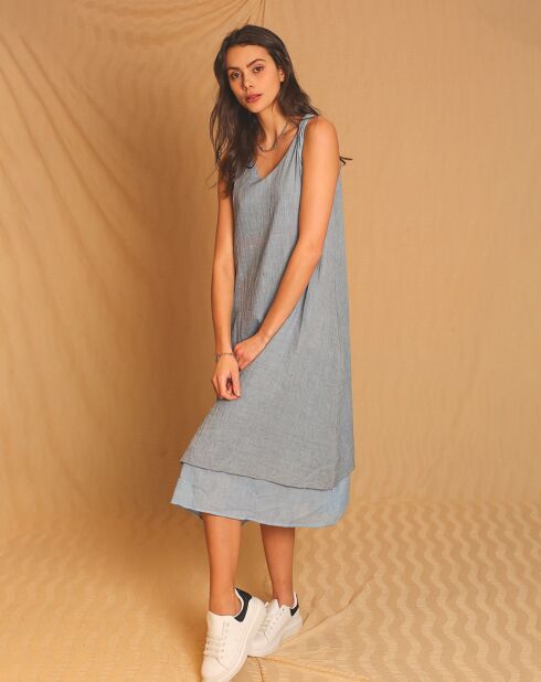Robe 100% Lin Suzie bleu jean's
