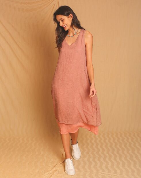 Robe 100% Lin Suzie rose bois