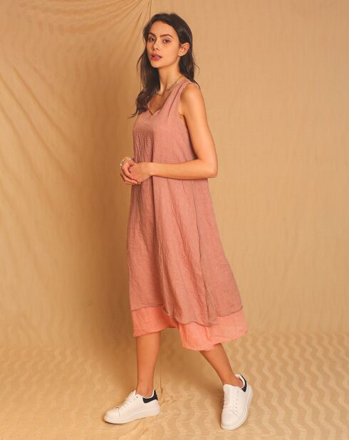 Robe 100% Lin Suzie rose bois
