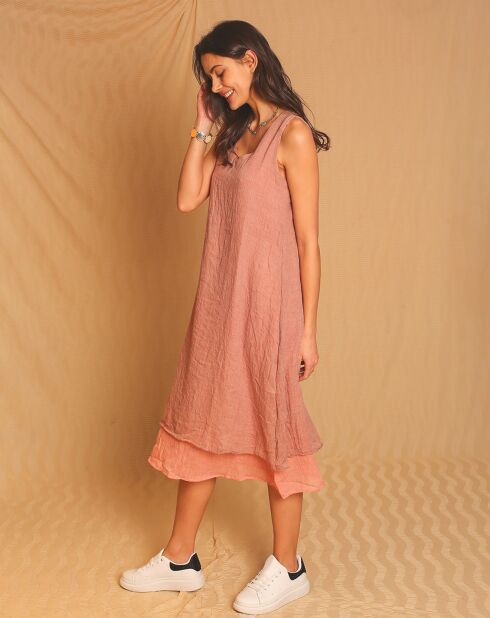 Robe 100% Lin Suzie rose bois