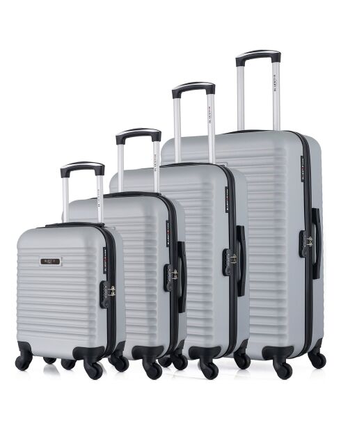 4 Valises 4 roues simples Brazilia-M 75/65/55/46 cm grises