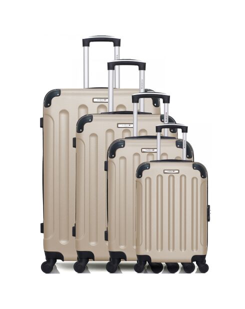 4 eenpersoons koffers met 4 wielen Madrid-M 75/65/55/46 cm beige