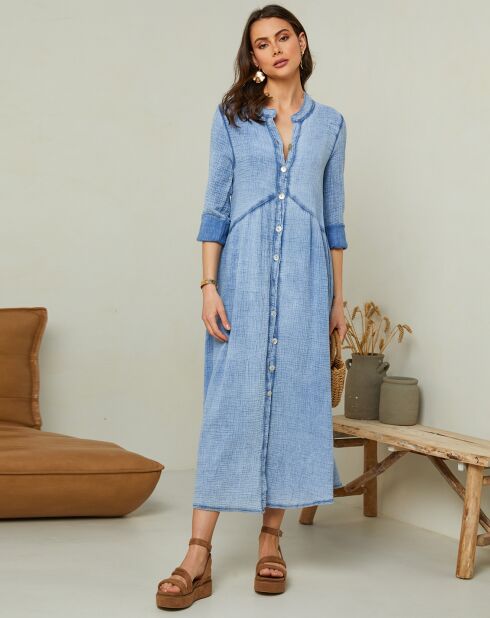 Robe en Gaze de Coton Olga indigo