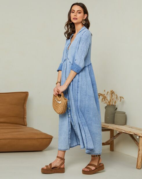 Robe en Gaze de Coton Olga indigo