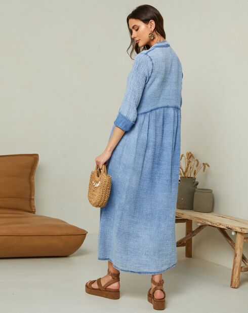 Robe en Gaze de Coton Olga indigo