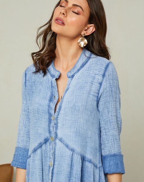 Robe en Gaze de Coton Olga indigo