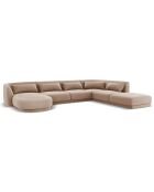 Canapé d'angle Panoramique droit Velours Tulum 6 Places beige - 327x245x74 cm