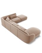 Canapé d'angle Panoramique droit Velours Tulum 6 Places beige - 327x245x74 cm