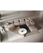 Canapé d'angle Panoramique droit Velours Tulum 6 Places beige - 327x245x74 cm