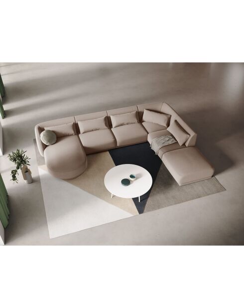Canapé d'angle Panoramique droit Velours Tulum 6 Places beige - 327x245x74 cm