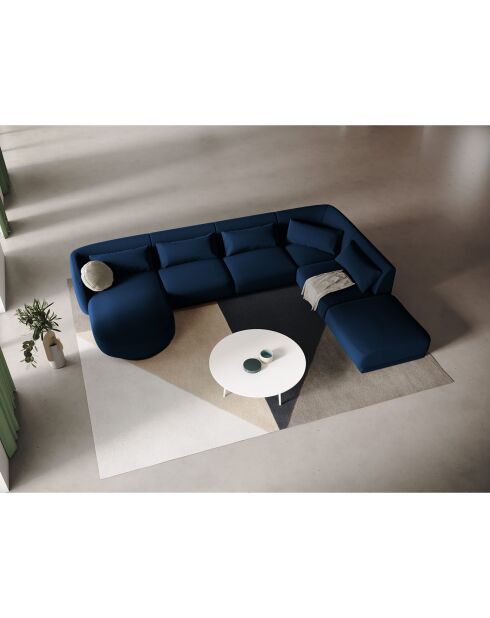 Canapé d'angle Panoramique droit Velours Tulum 6 Places bleu roi - 327x245x74 cm