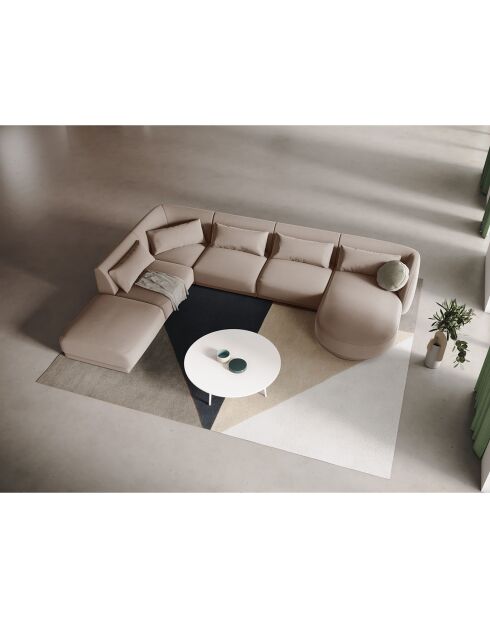Canapé d'angle Panoramique gauche Velours Tulum 6 Places beige - 327x245x74 cm