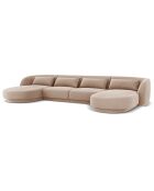 Canapé Panoramique Velours Tulum 5 Places beige - 334x155x74 cm