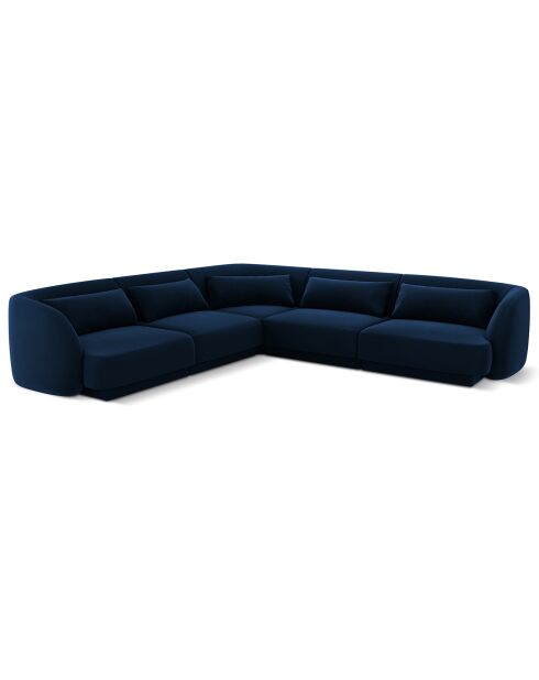 Canapé d'angle Réversible Tulum Velours 5 Places bleu roi - 252x252x74 cm