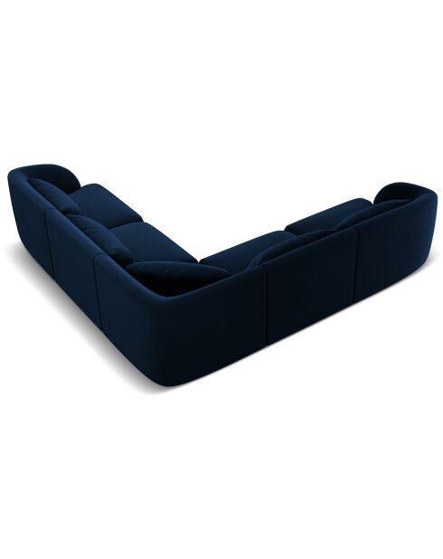 Canapé d'angle Réversible Tulum Velours 5 Places bleu roi - 252x252x74 cm
