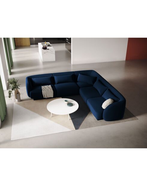 Canapé d'angle Réversible Tulum Velours 5 Places bleu roi - 252x252x74 cm