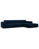 Canapé d'angle Droit Velours Chicago 4 Places bleu roi - 284x166x70 cm