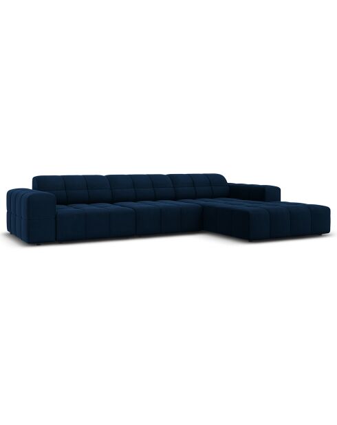 Canapé d'angle Droit Velours Chicago 4 Places bleu roi - 284x166x70 cm