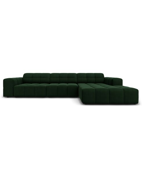 Canapé d'angle Droit Velours Chicago 4 Places vert bouteille - 284x166x70 cm