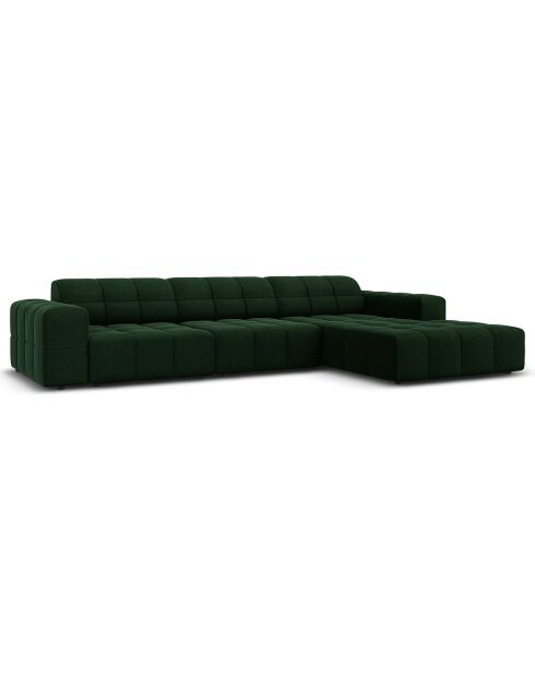 Canapé d'angle Droit Velours Chicago 4 Places vert bouteille - 284x166x70 cm