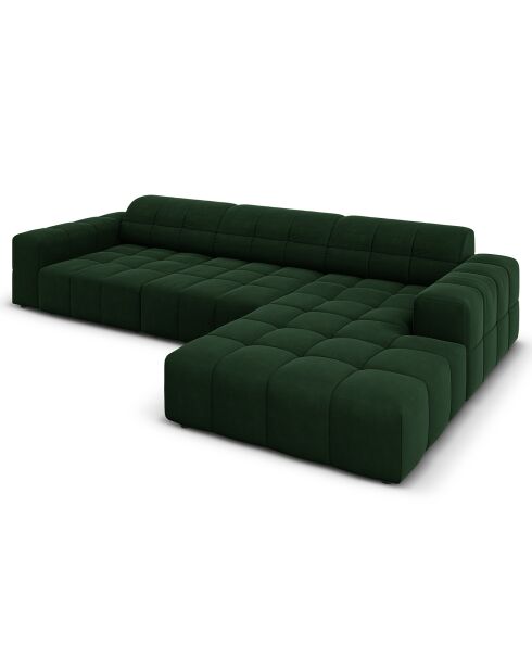 Canapé d'angle Droit Velours Chicago 4 Places vert bouteille - 284x166x70 cm