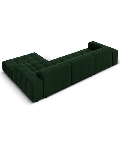 Canapé d'angle Droit Velours Chicago 4 Places vert bouteille - 284x166x70 cm
