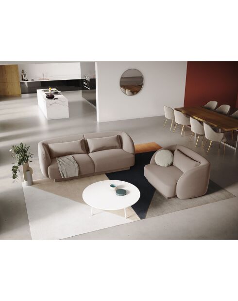 Fauteuil Velours Tulum beige - 109x85x74 cm