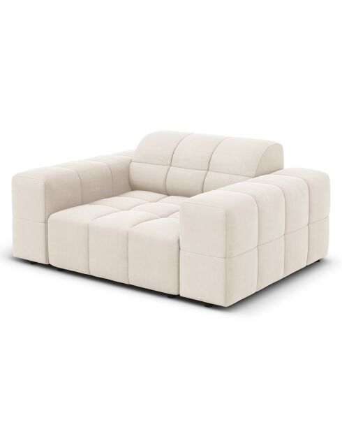 Fauteuil Velours Chicago beige clair - 124x102x70 cm