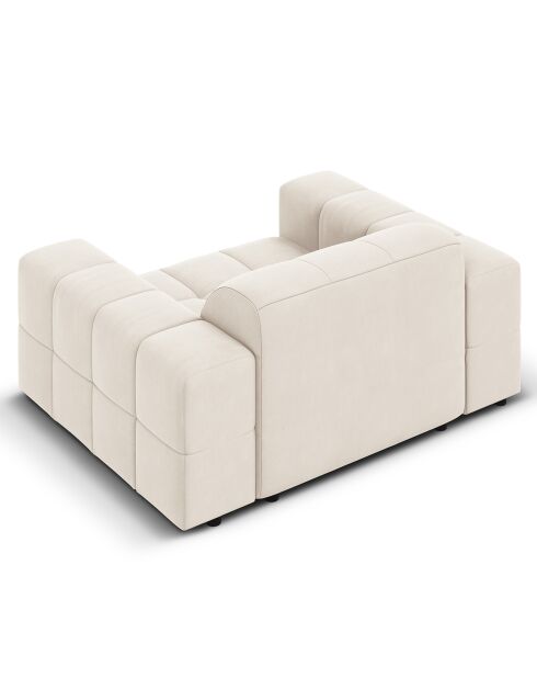 Fauteuil Velours Chicago beige clair - 124x102x70 cm