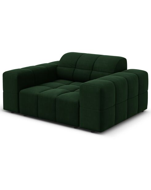 Fauteuil Velours Chicago vert bouteille - 124x102x70 cm