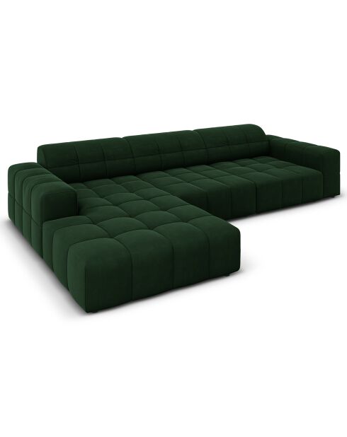 Canapé d'angle Gauche Velours Chicago 4 Places vert bouteille - 284x166x70 cm