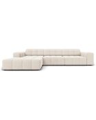Canapé d'angle Gauche Velours Chicago 4 Places beige clair - 284x166x70 cm