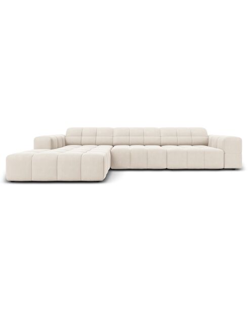 Canapé d'angle Gauche Velours Chicago 4 Places beige clair - 284x166x70 cm