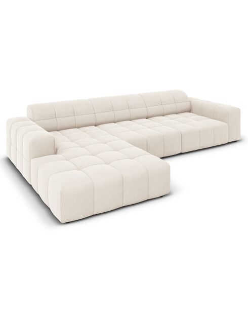 Canapé d'angle Gauche Velours Chicago 4 Places beige clair - 284x166x70 cm