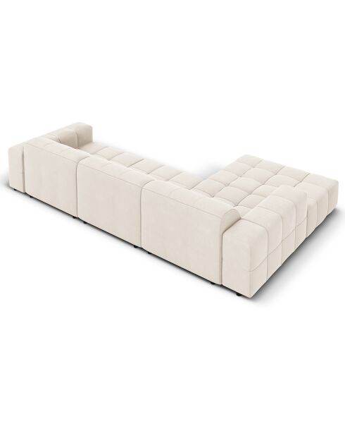 Canapé d'angle Gauche Velours Chicago 4 Places beige clair - 284x166x70 cm
