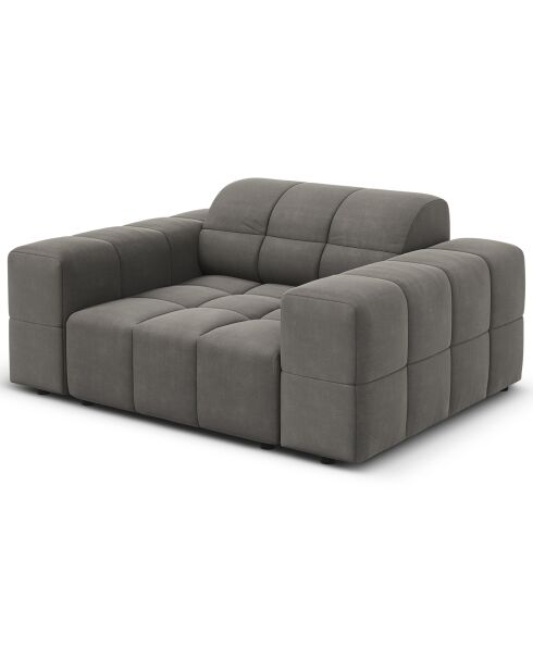 Fauteuil Velours Chicago gris clair - 124x102x70 cm