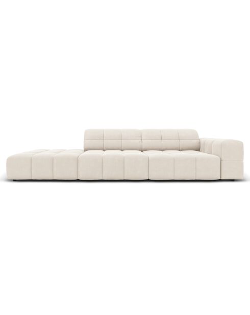 Canapé Gauche Velours Chicago 3 Places beige clair - 262x102x70 cm