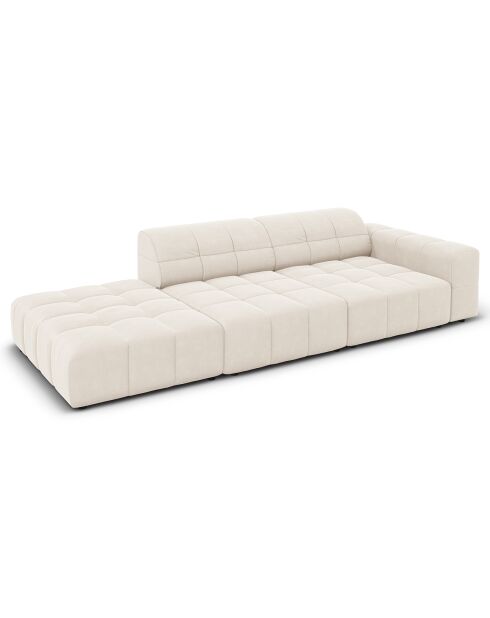 Canapé Gauche Velours Chicago 3 Places beige clair - 262x102x70 cm