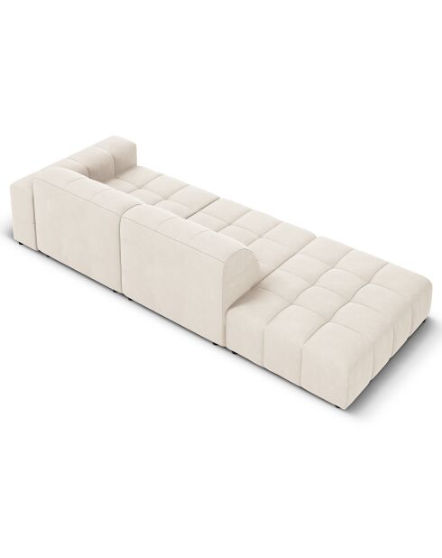 Canapé Gauche Velours Chicago 3 Places beige clair - 262x102x70 cm