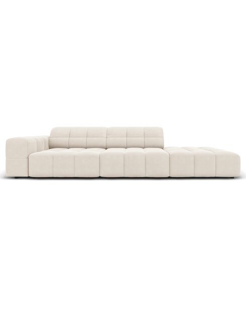 Canapé Droit Velours Chicago 3 Places beige clair - 262x102x70 cm