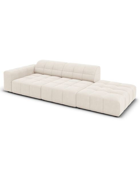 Canapé Droit Velours Chicago 3 Places beige clair - 262x102x70 cm