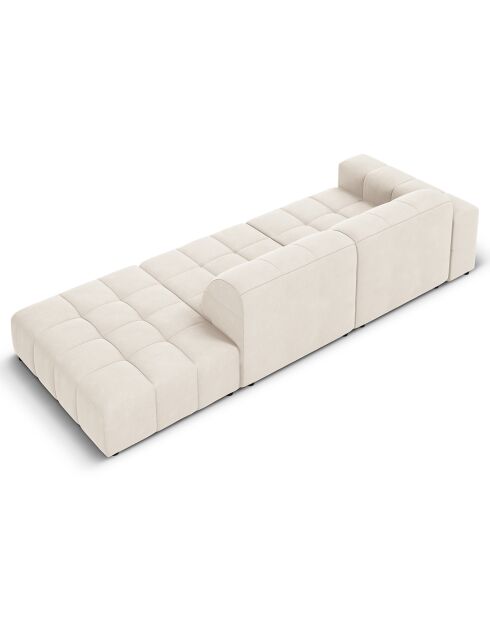 Canapé Droit Velours Chicago 3 Places beige clair - 262x102x70 cm