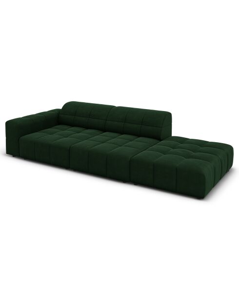 Canapé Droit Velours Chicago 3 Places vert bouteille - 262x102x70 cm