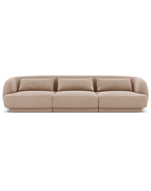 Canapé Velours Tulum 3 Places beige - 259x85x74 cm