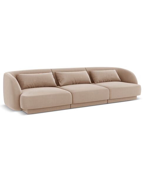 Canapé Velours Tulum 3 Places beige - 259x85x74 cm