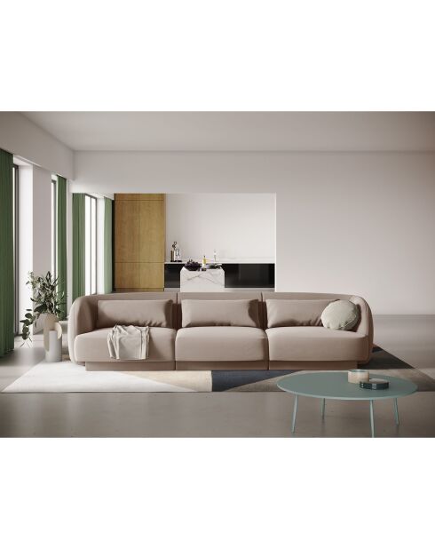 Canapé Velours Tulum 3 Places beige - 259x85x74 cm