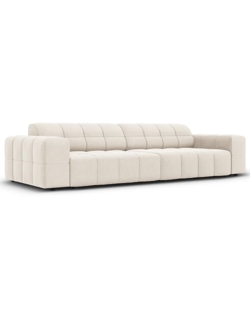 Canapé Velours Chicago 4 Places beige clair - 244x102x70 cm