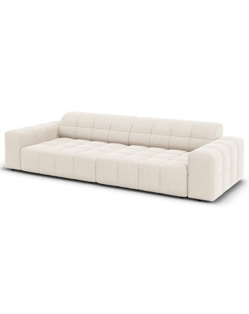 Canapé Velours Chicago 4 Places beige clair - 244x102x70 cm