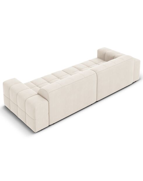 Canapé Velours Chicago 4 Places beige clair - 244x102x70 cm